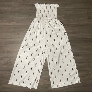White cactus print jumpsuit